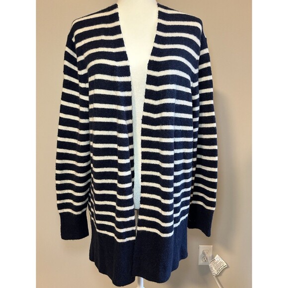 MADEWELL Dark Nightfall Striped Cardigan Duster Sweater Size Medium Wool Blend - Picture 1 of 7